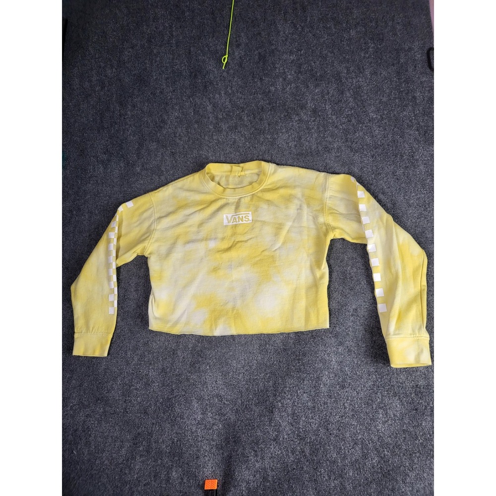 Vans Crop Top Tie Dye Long Sleeve Checkerboard Graphic Tee‎ Women Size L Skater